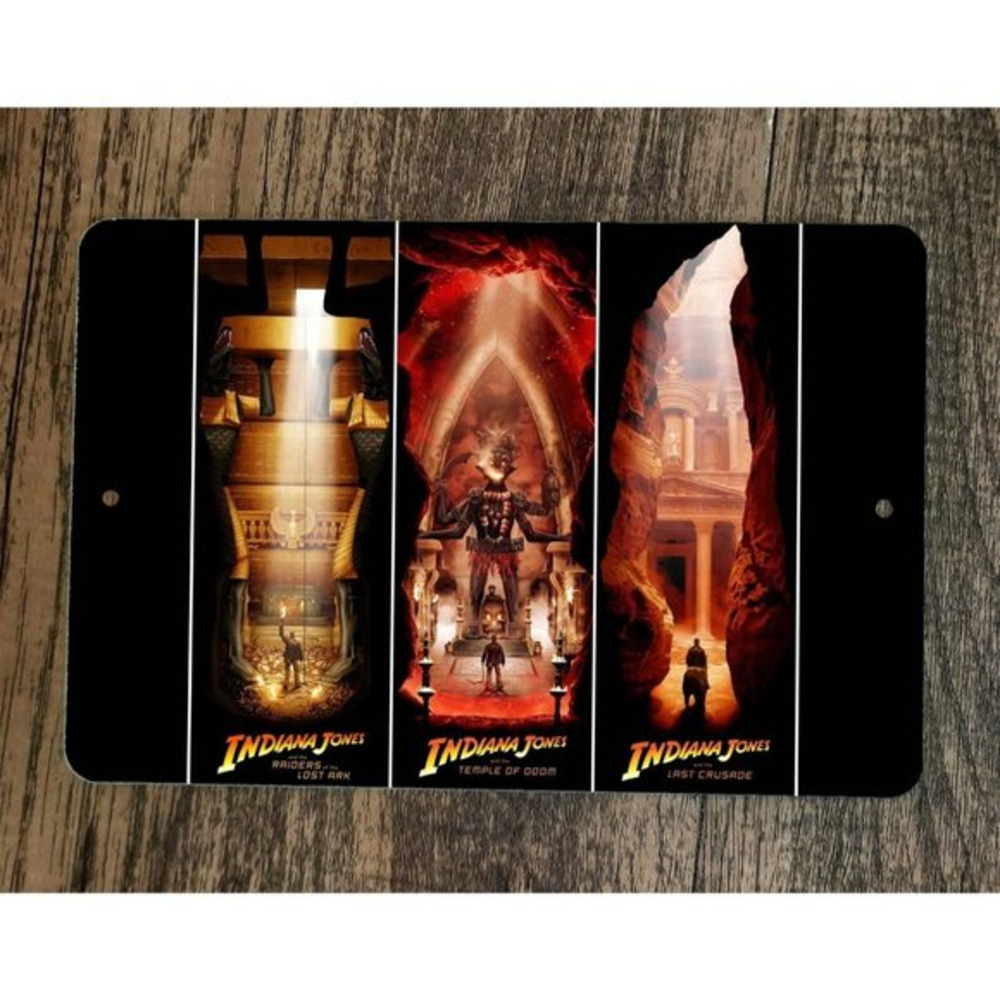 Indiana Jones Trilogy Art Raiders Ark Temple Doom Last Crusade 8x12 Wall Sign